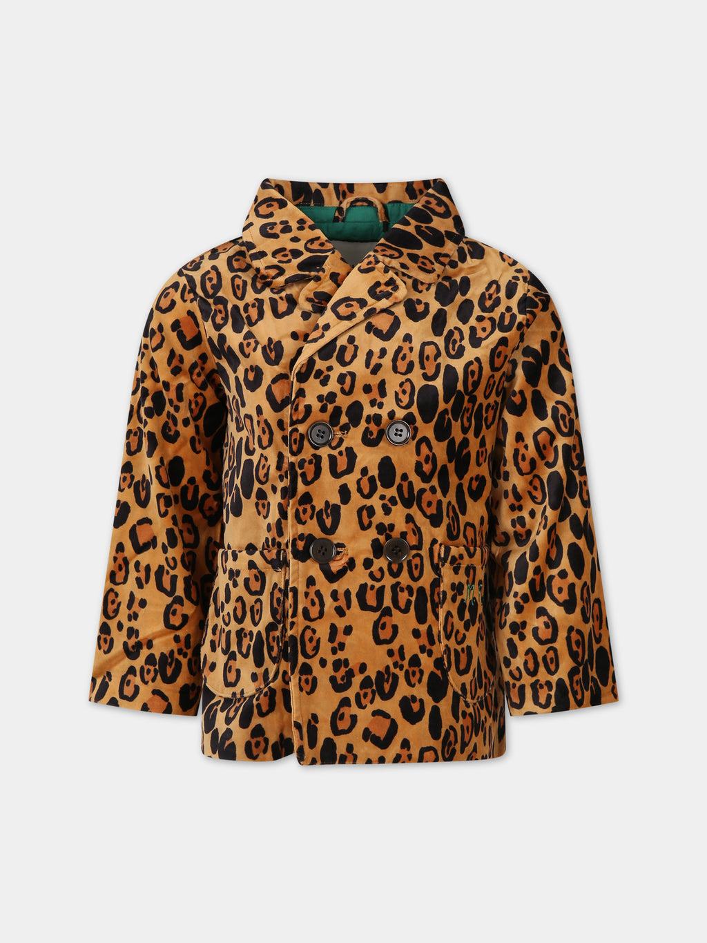 Brown jacket for girl with leopard print